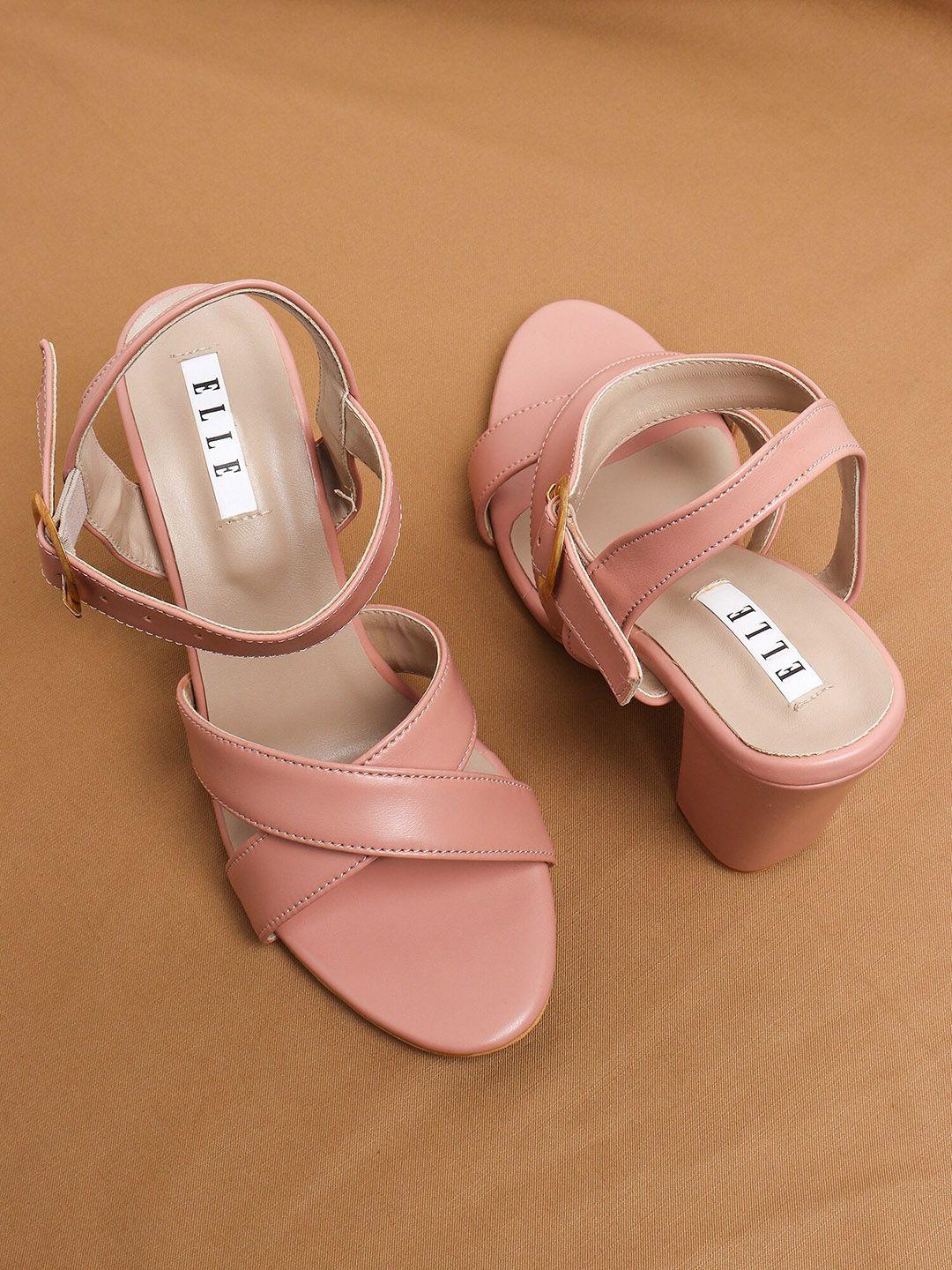 elle pink solid block heels