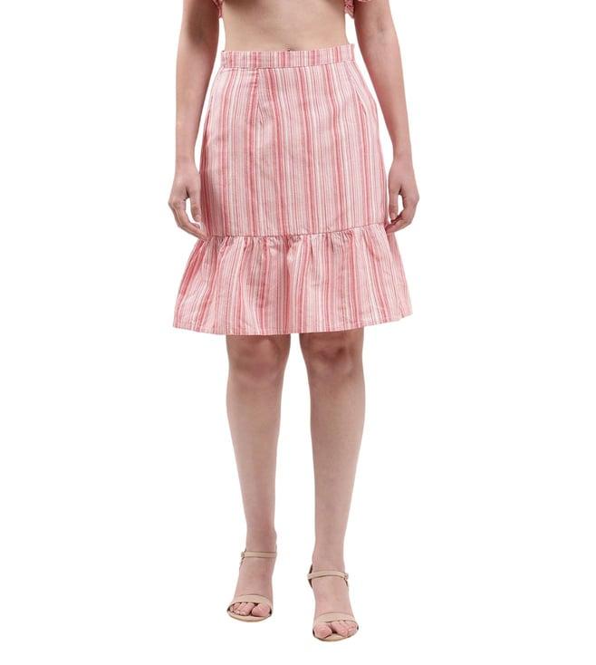 elle pink striped regular fit trumpet skirt