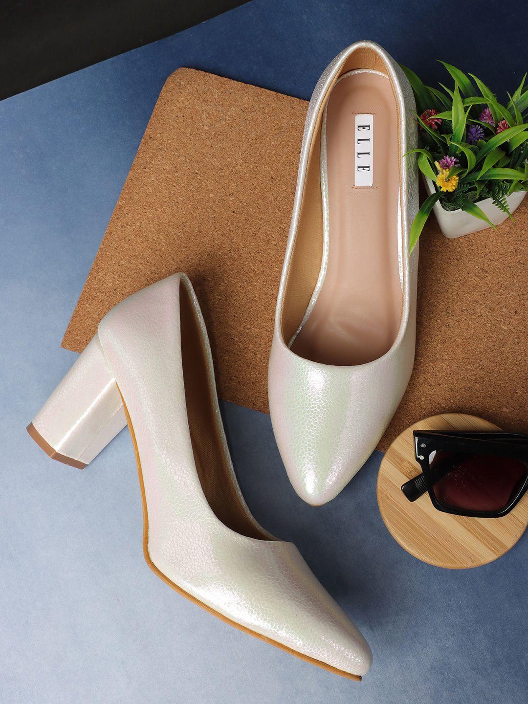 elle pointed toe pumps block heels