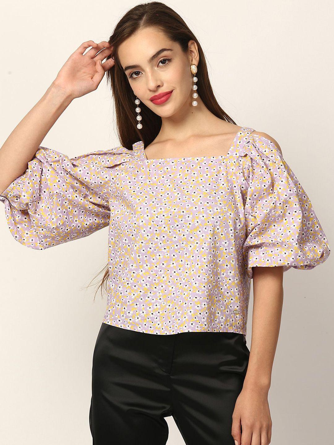 elle purple printed regular top