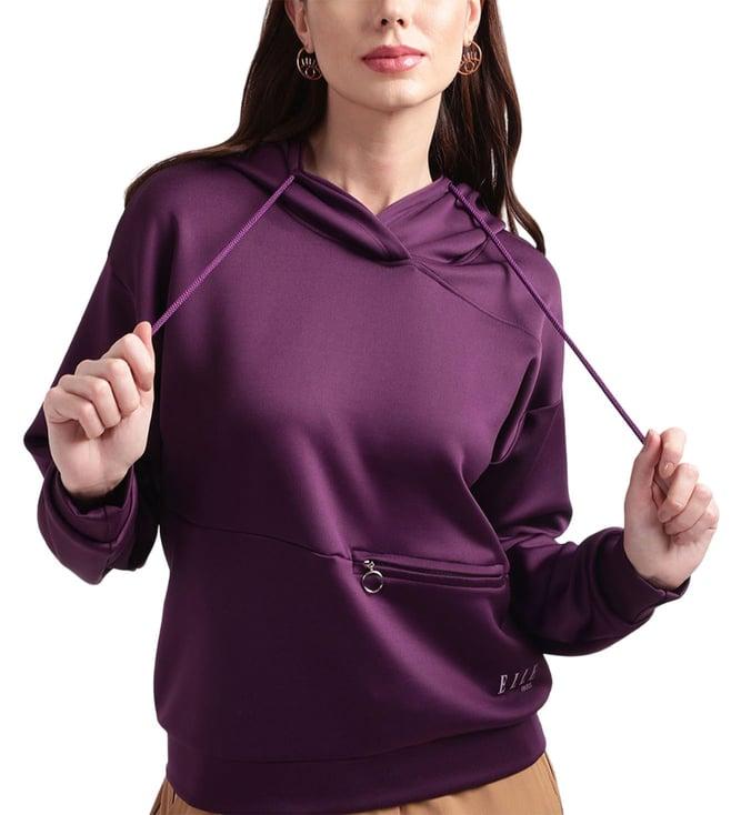 elle purple regular fit pullover hoodie