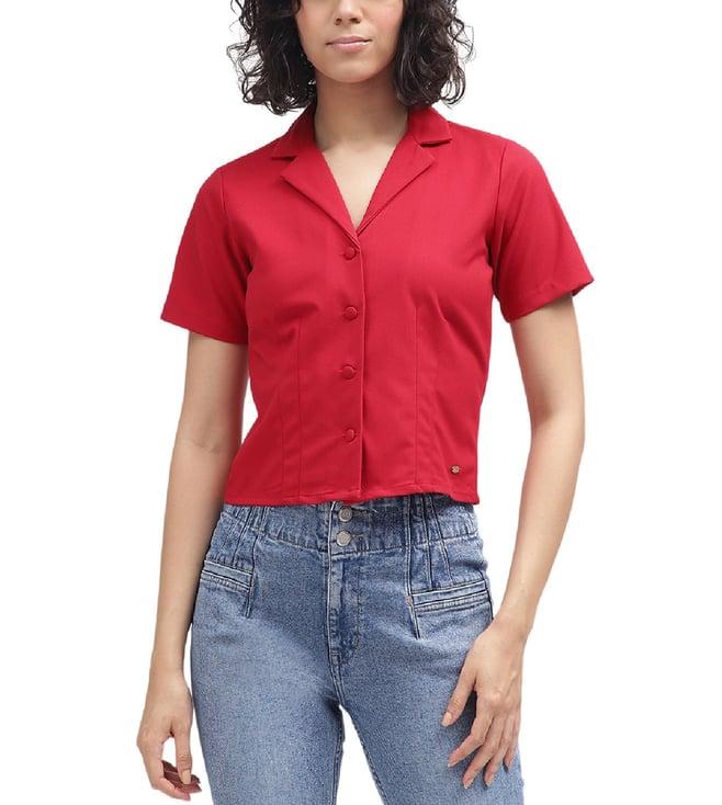 elle red regular fit shirt