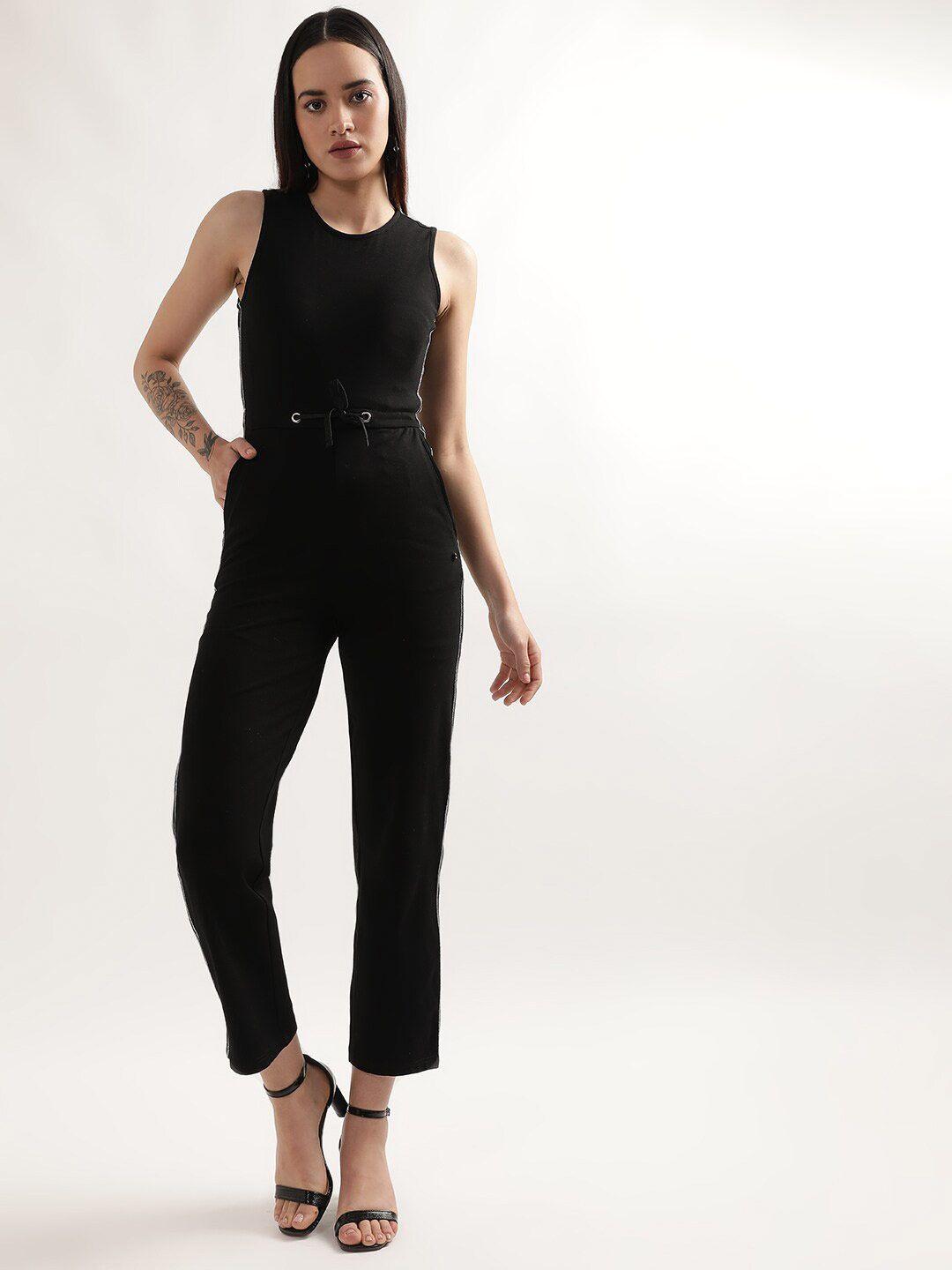 elle round neck cotton basic jumpsuit