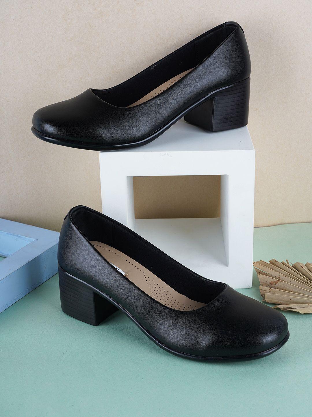 elle round toe block pumps