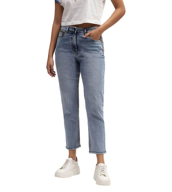 elle slim blue & grey high rise jeans