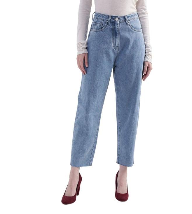 elle straight blue high rise jeans