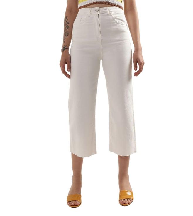 elle straight white high rise jeans