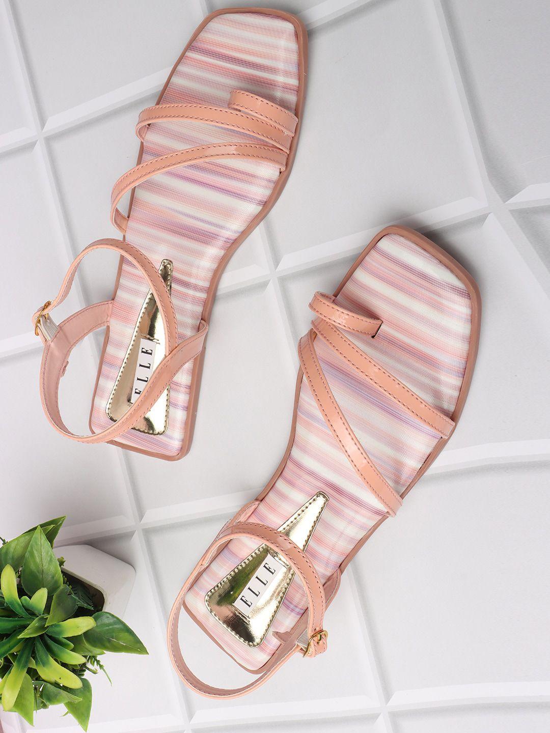 elle striped strappy one toe flats