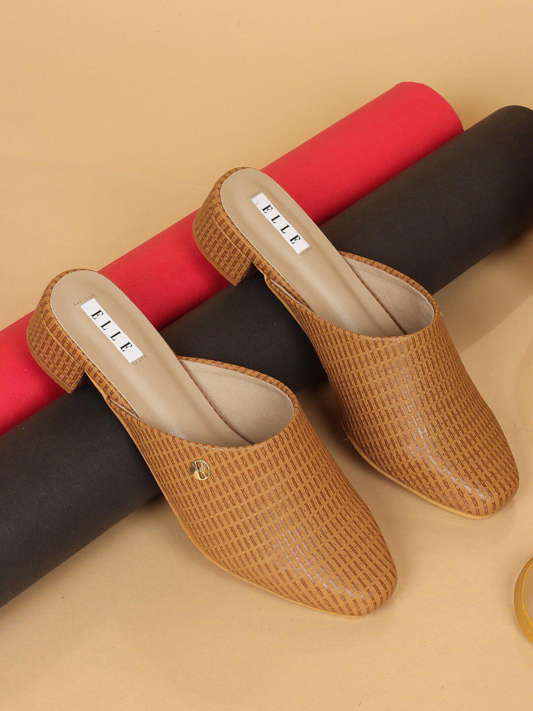 elle textured casual block mules