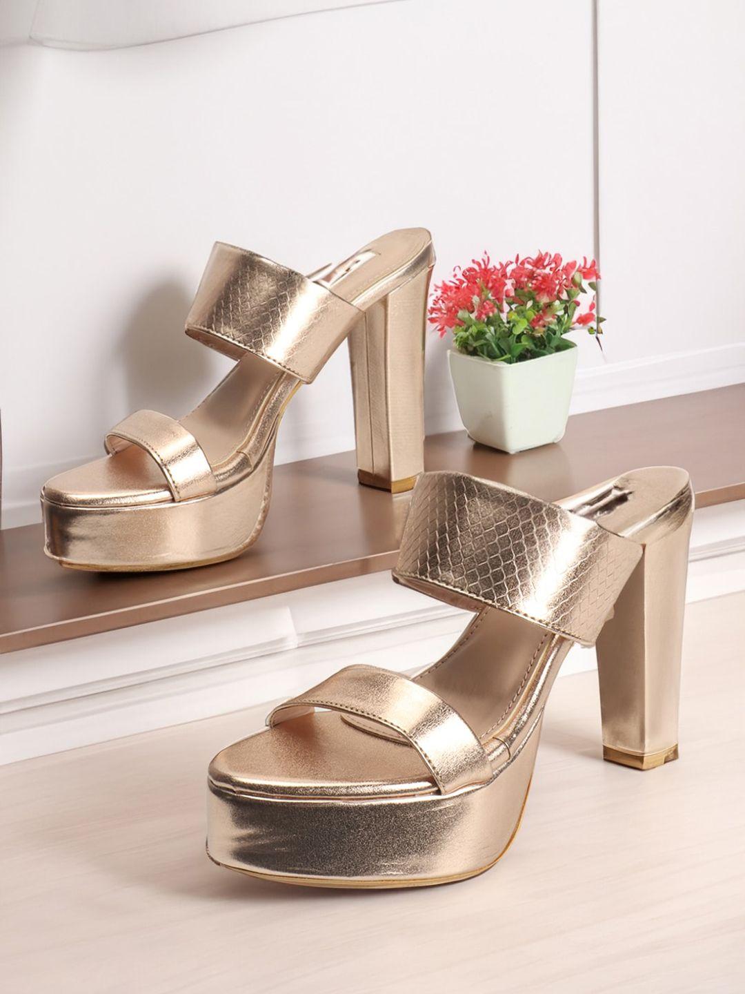 elle textured double strap platform heels