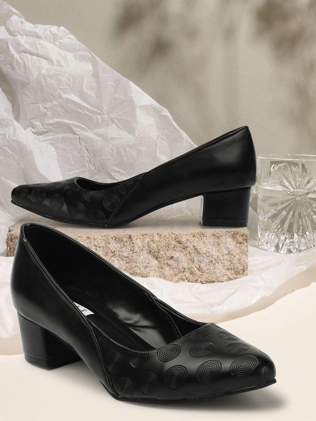 elle textured pointed toe block heel pumps