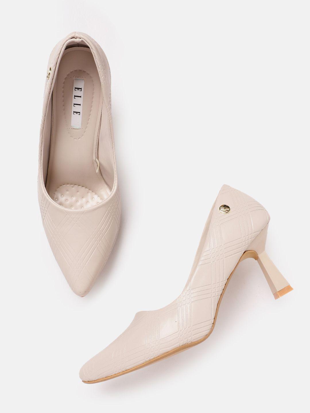 elle textured slim heel pumps