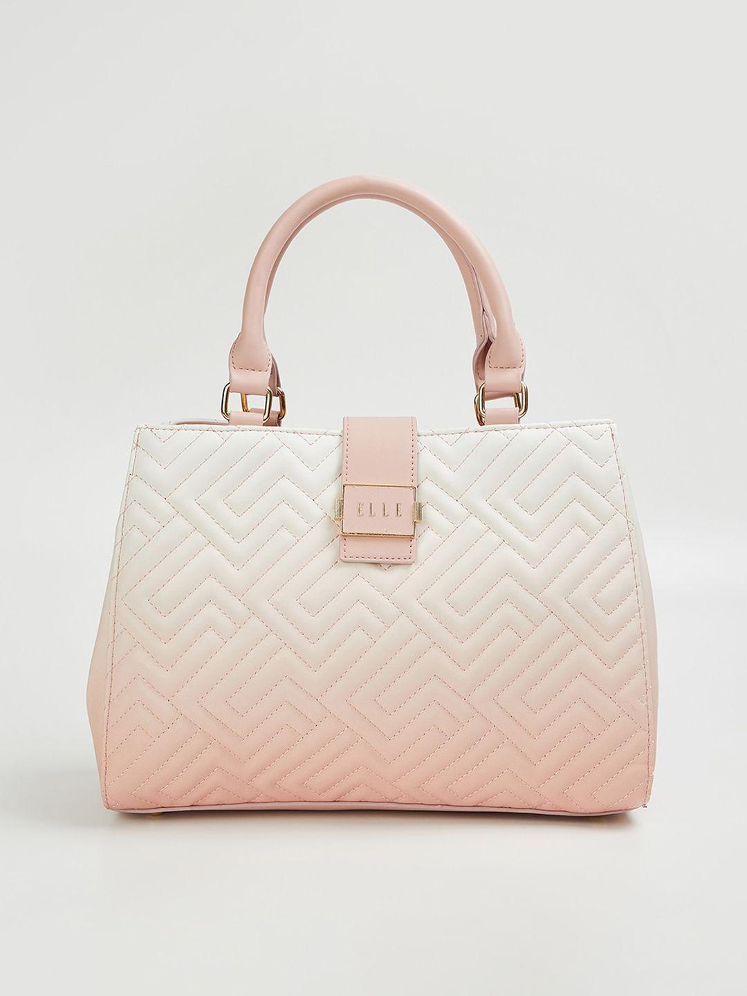 elle textured structured handheld bag with quilted