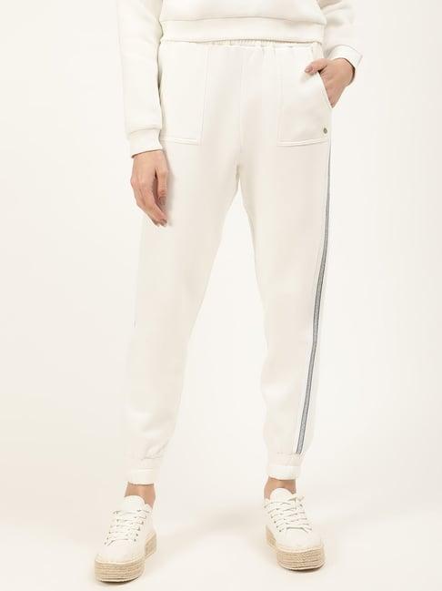 elle white graphic print joggers