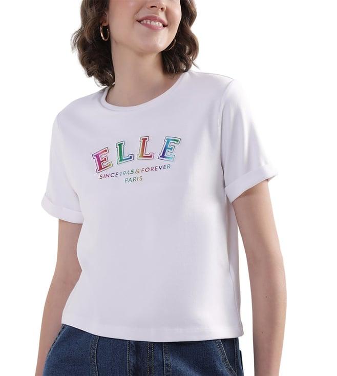 elle white logo regular fit t-shirt