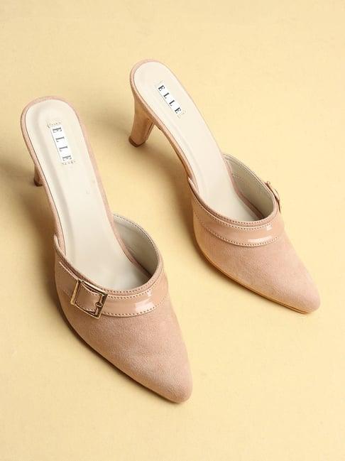 elle women's beige mule shoes