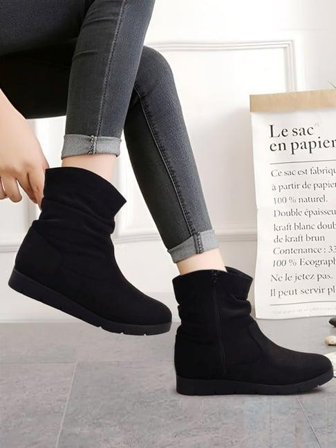 elle women's black casual booties