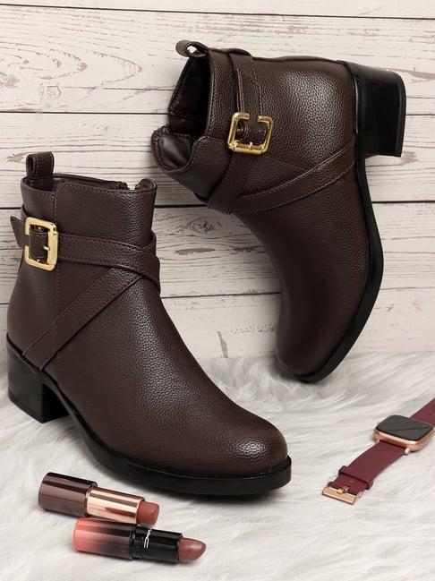 elle women's brown casual booties