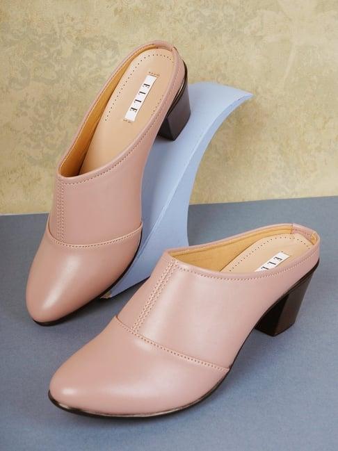 elle women's peach mule shoes