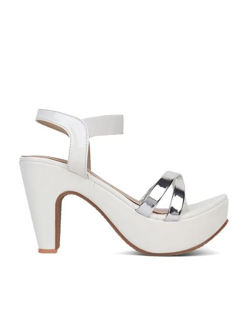 elle women's white ankle strap sandals