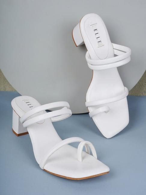 elle women's white toe ring sandals