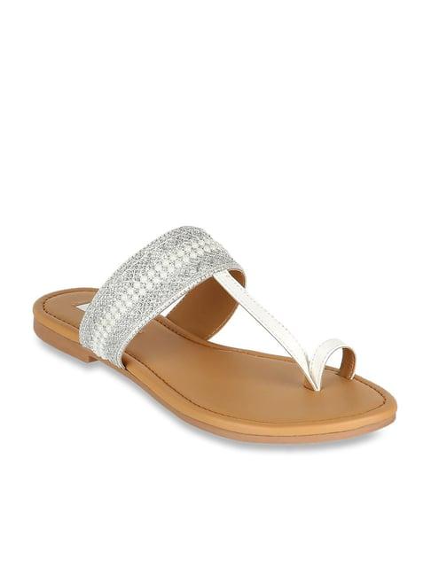 elle women's white toe ring sandals