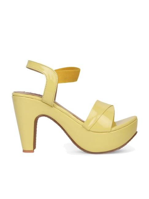 elle women's yellow ankle strap sandals