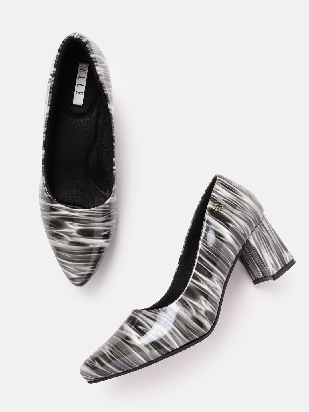 elle women abstract printed block heel pumps