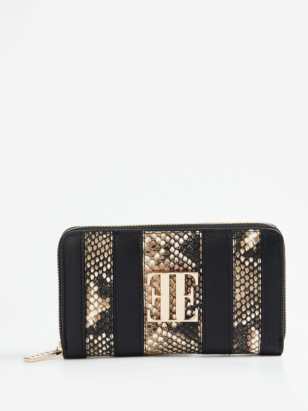 elle women animal textured zip around wallet