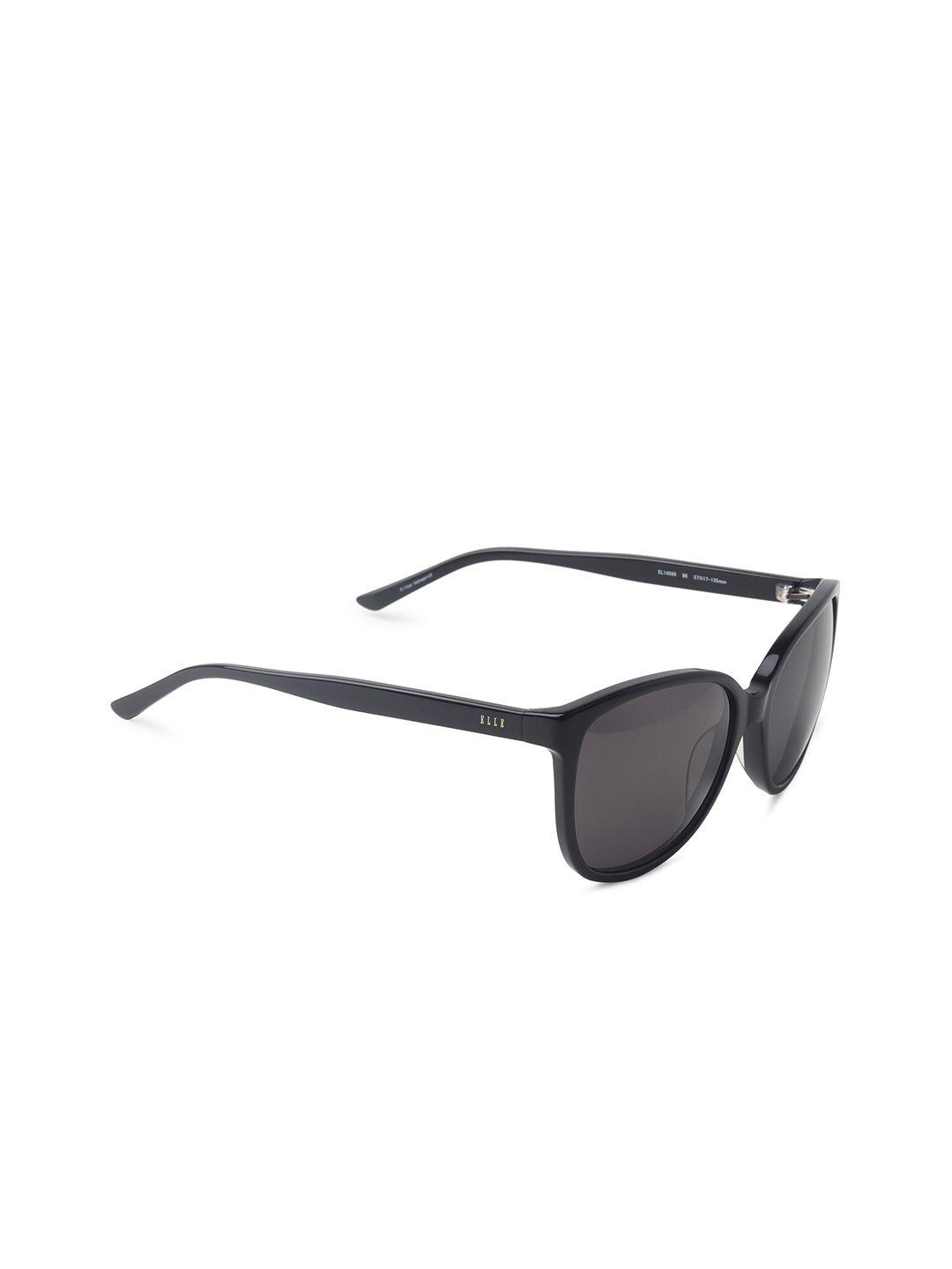 elle women black lens & black round sunglasses with uv protected lens el14888