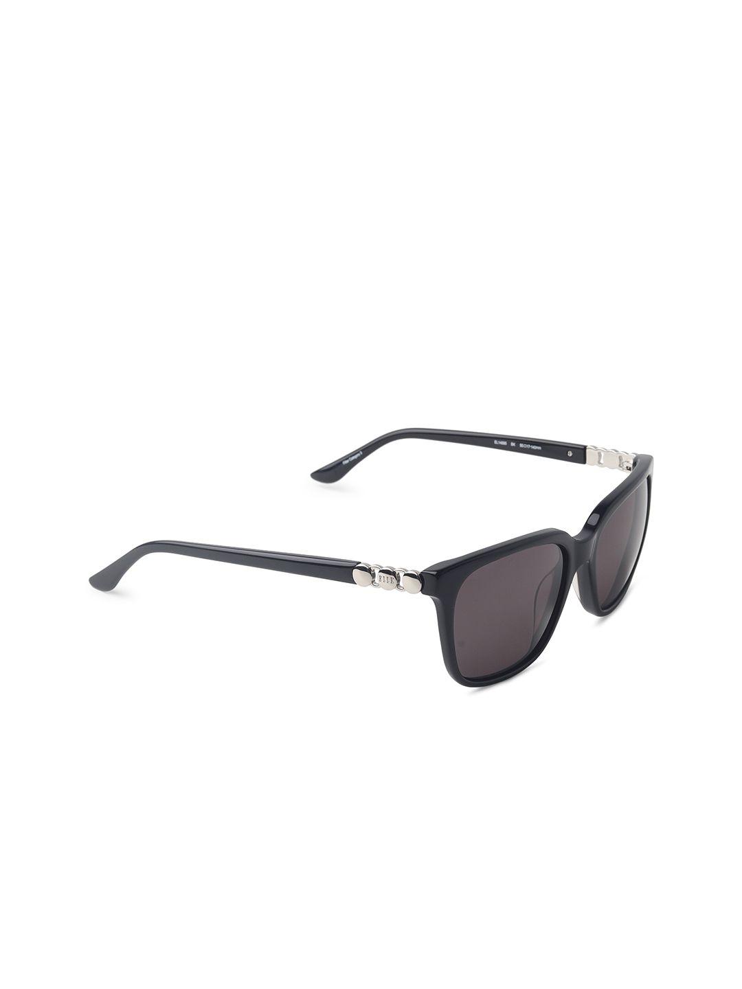 elle women black lens rectangle sunglasses with uv protected lens el14895-55-bk