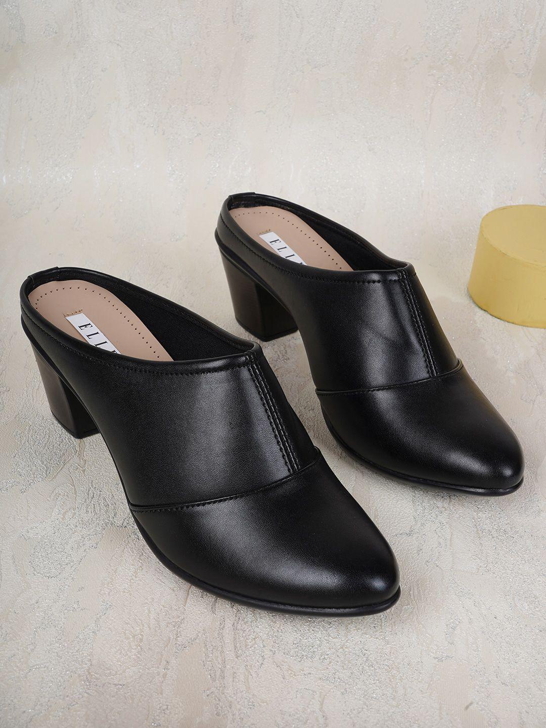 elle women black solid block mules