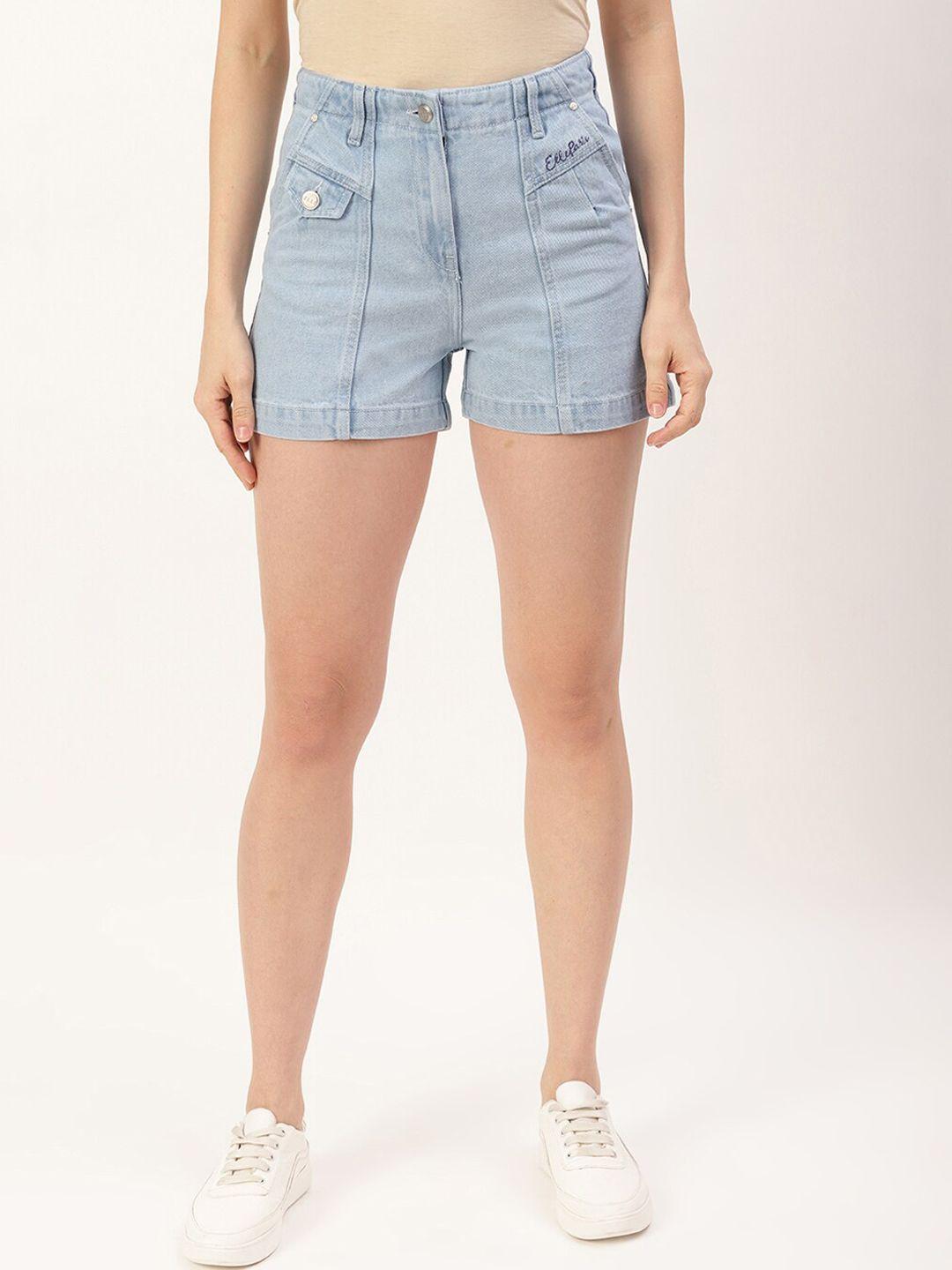 elle women blue denim shorts