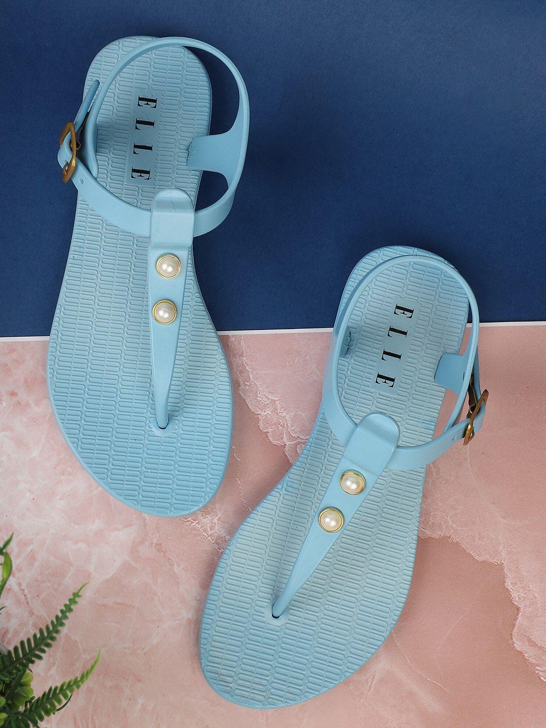 elle women blue t-strap flats