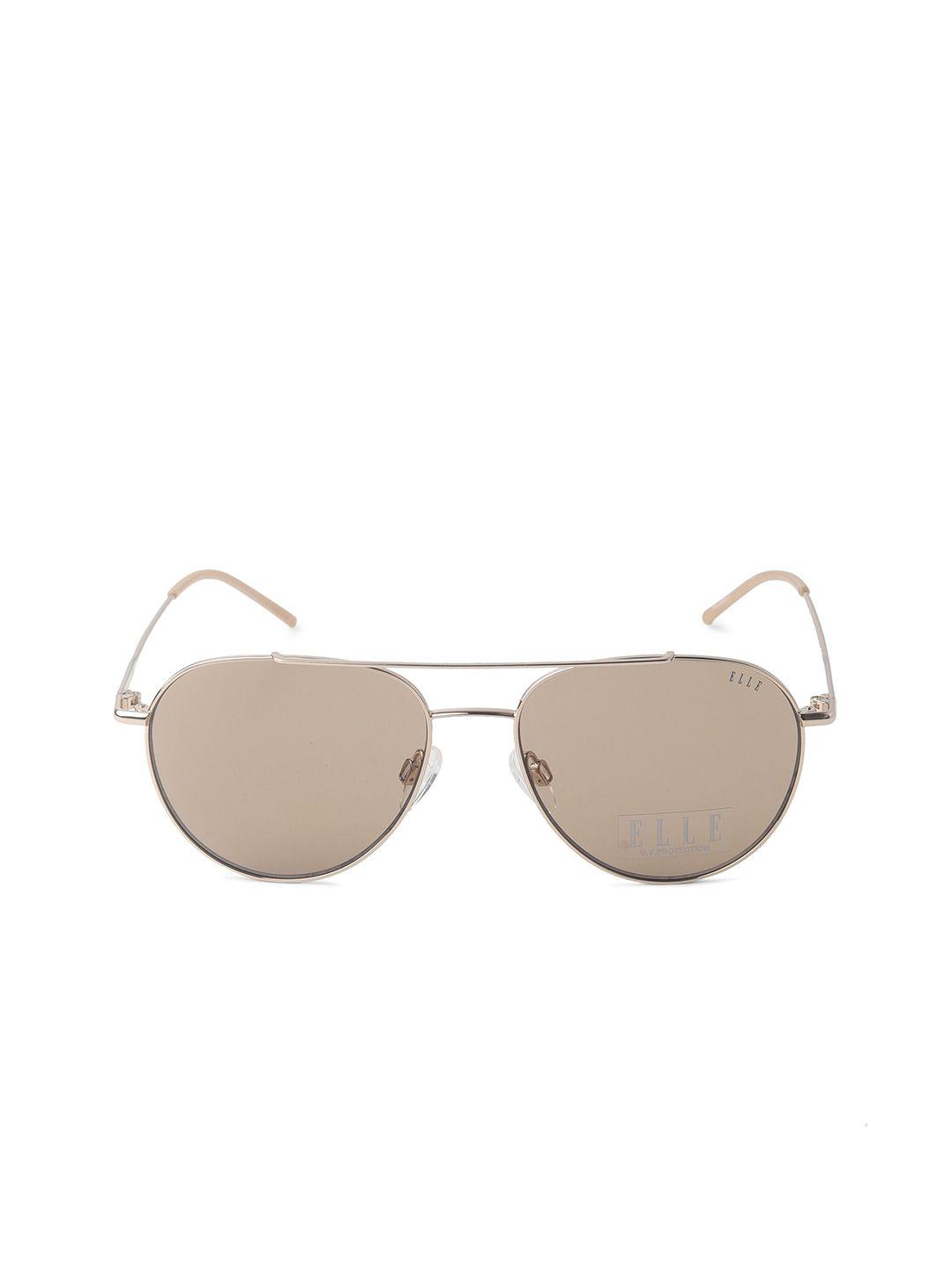 elle women brown lens aviator sunglasses with uv protected lens el14891-54-gd
