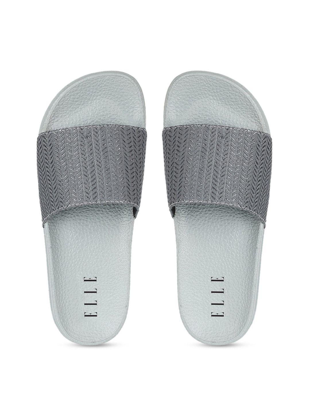 elle women grey solid sliders