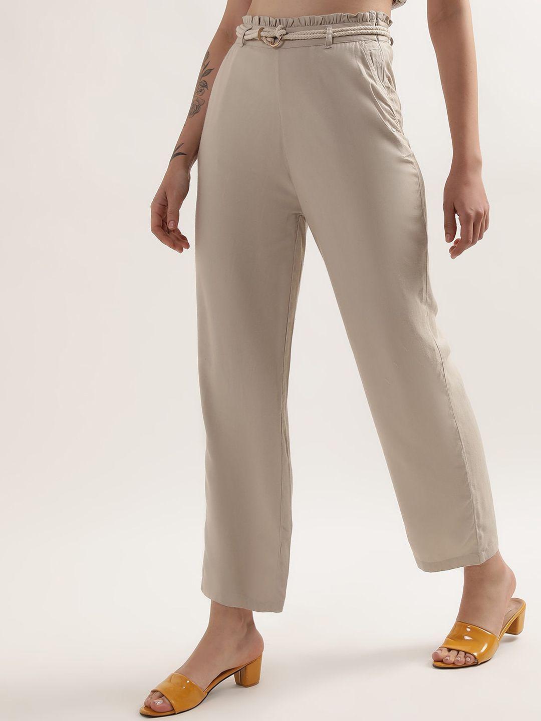 elle women mid-rise smart trousers