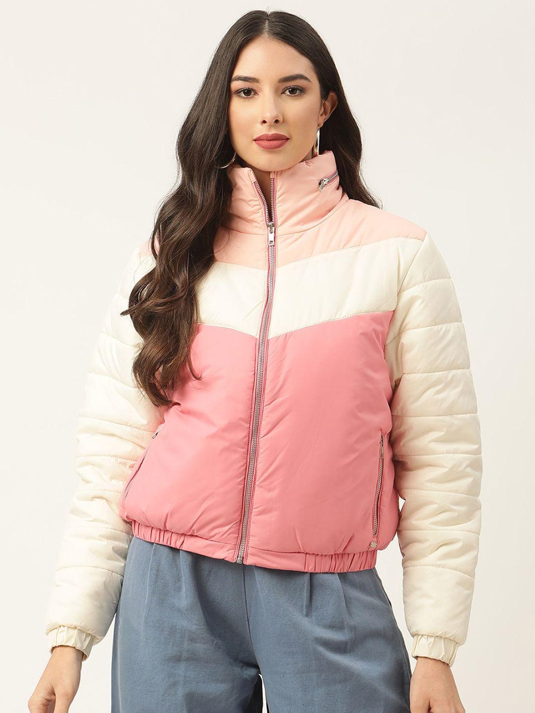 elle women multicoloured colourblocked padded jacket