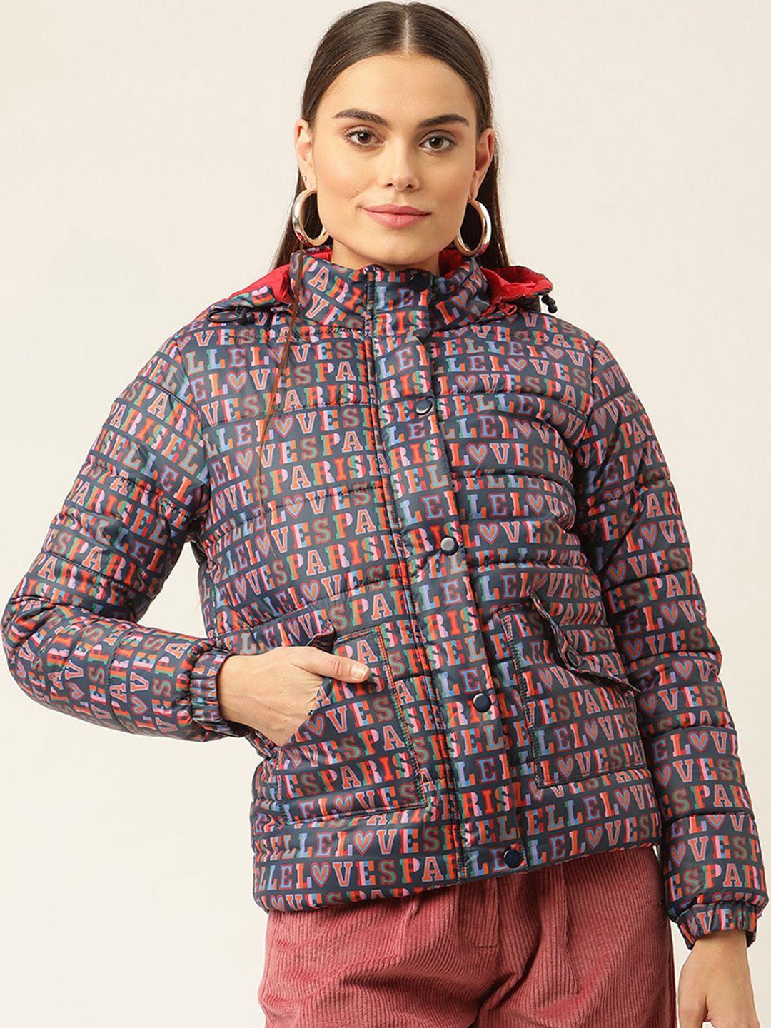 elle women multicoloured geometric padded jacket