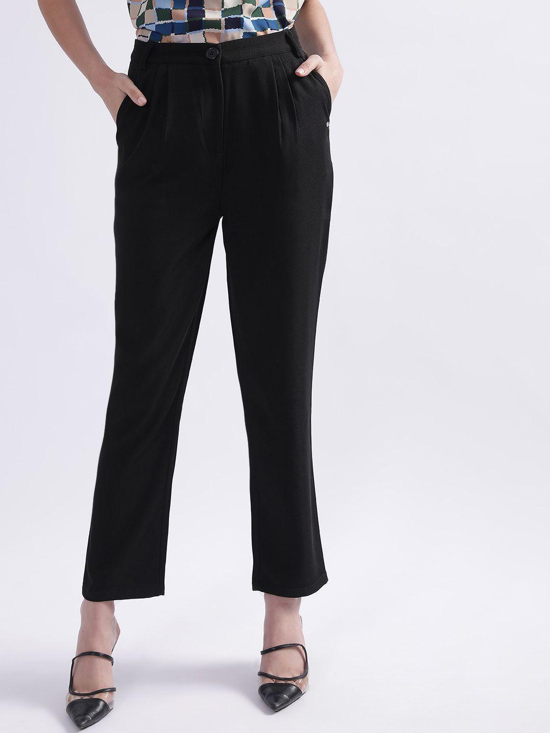 elle women pleated peg trousers