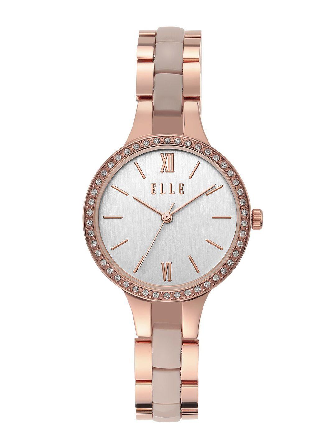 elle women rose gold & silver-toned analogue watch ell21021