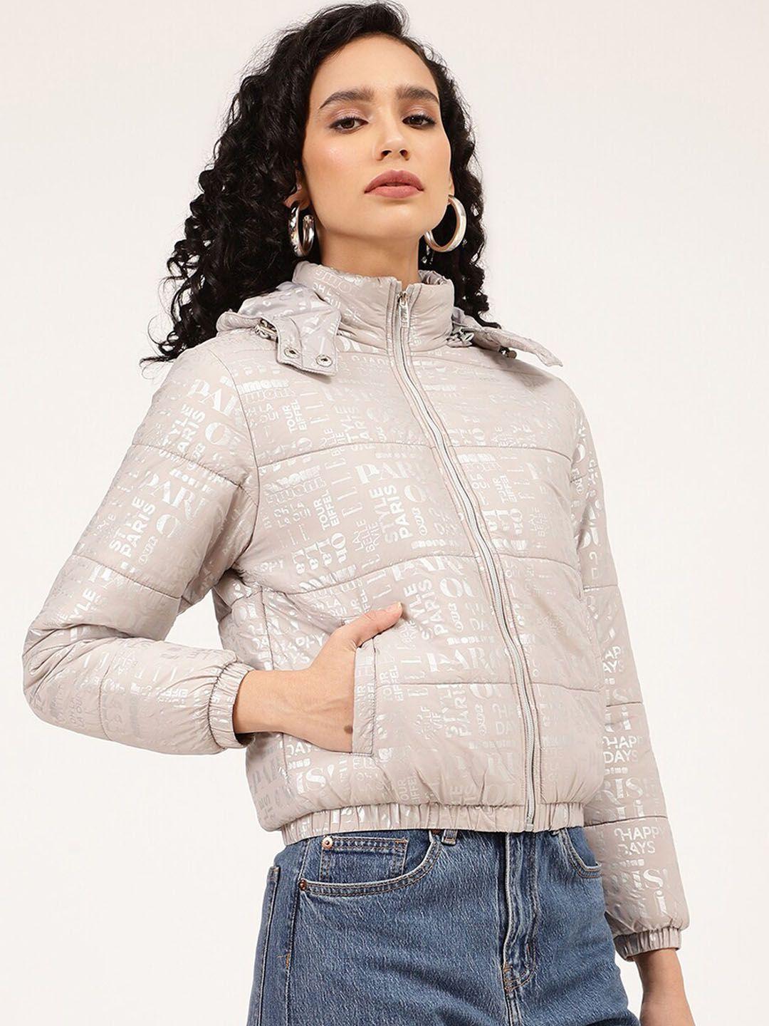 elle women silver-toned quilted jacket