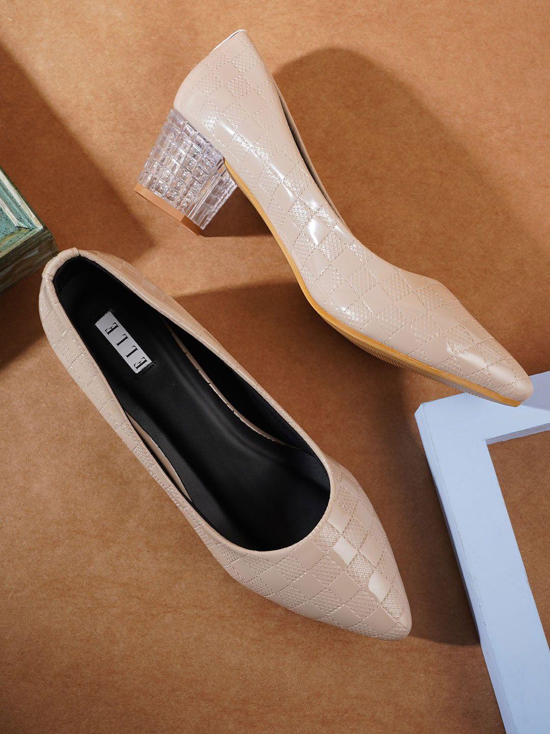 elle women textured block pumps