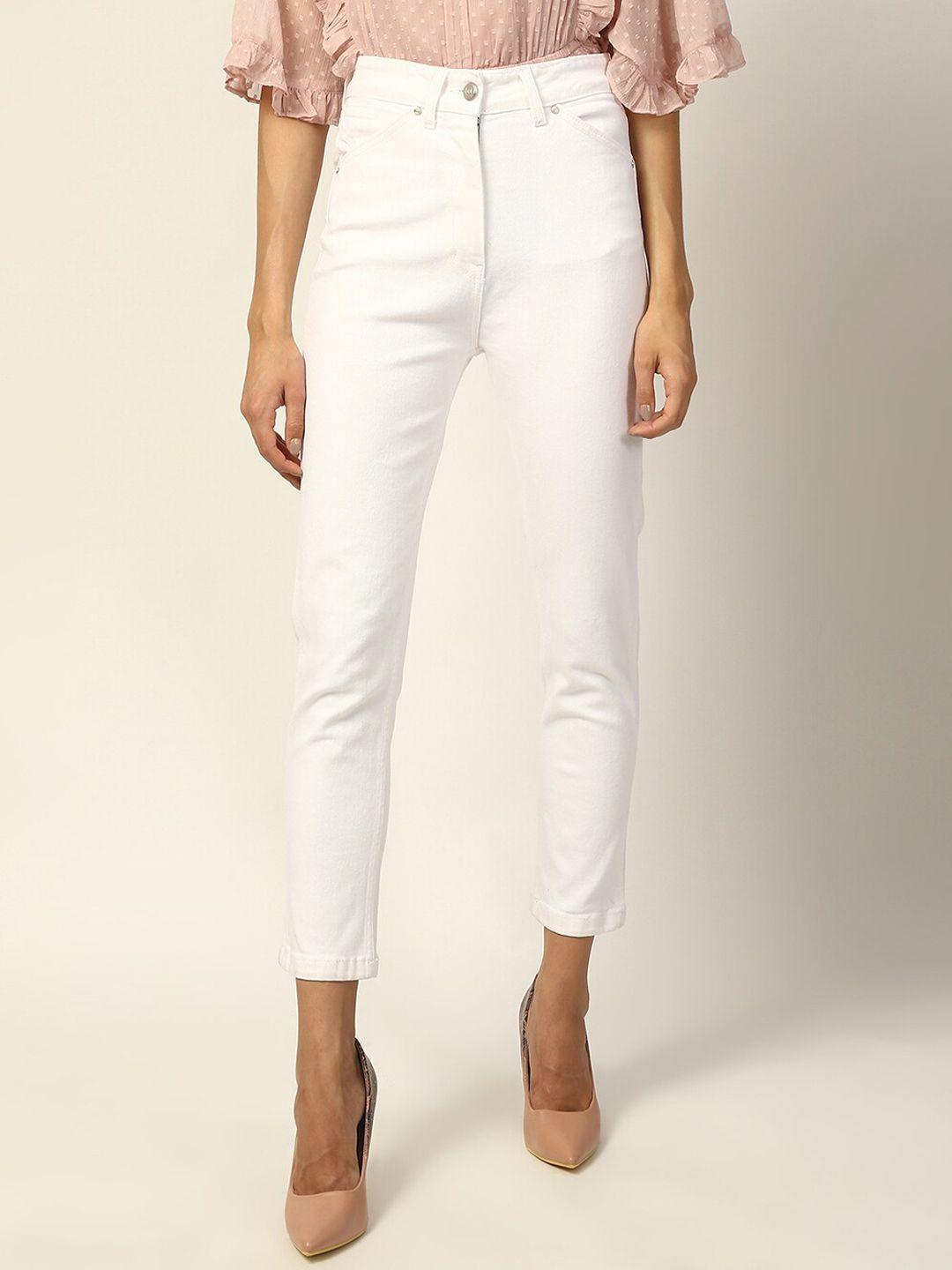 elle women white flared low distress jeans