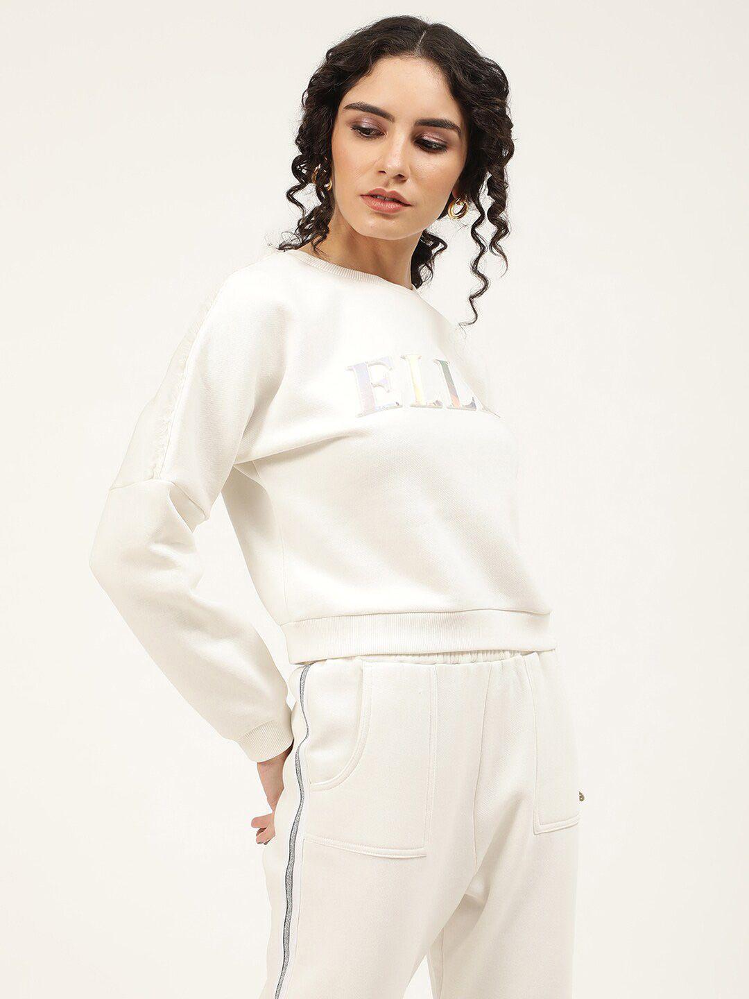 elle women white printed sweatshirt