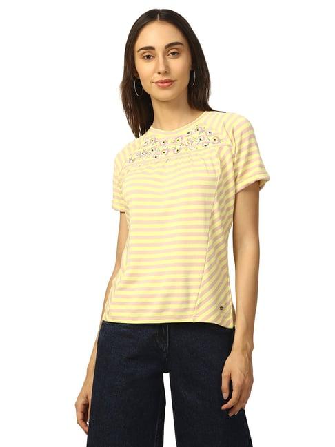 elle yellow embroidered top