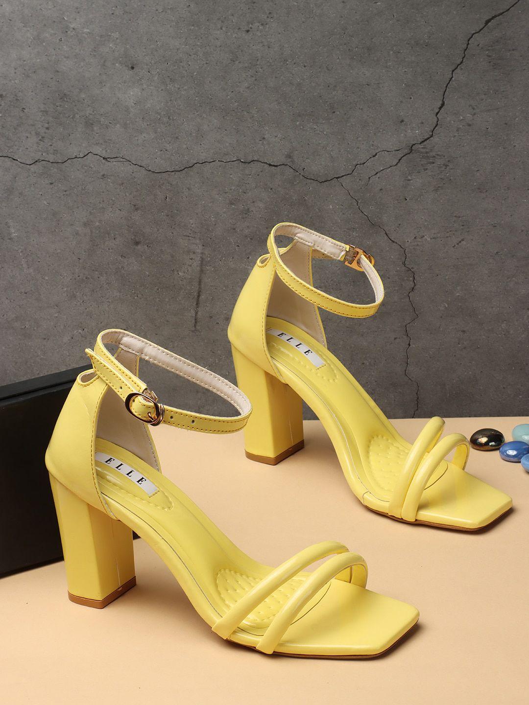 elle yellow party block pumps