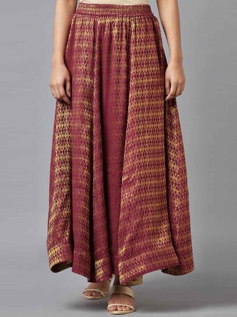 elleven from aurelia maroon embroidered skirt