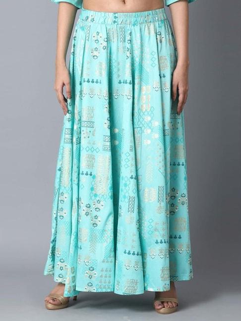 elleven turquoise printed skirt