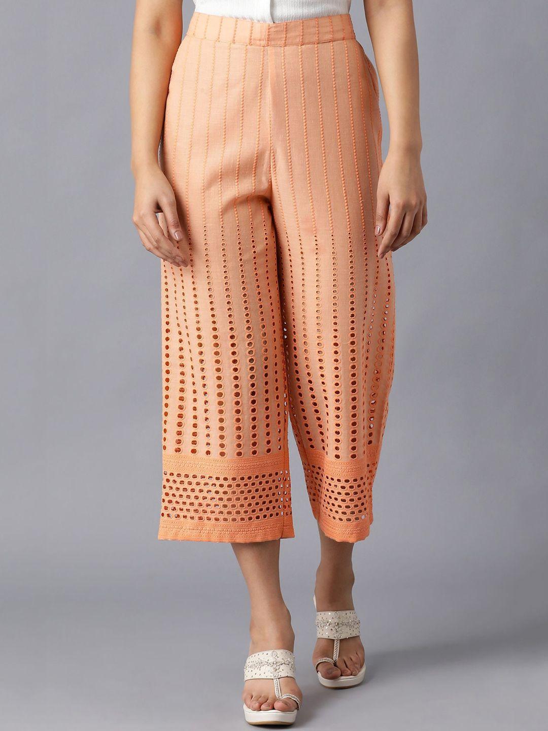 elleven women orange printed culottes trousers